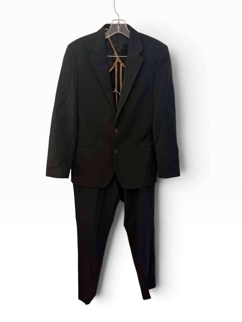 REISS Men’s Black Wool Blend 2-Piece Suit Blazer Pants Chest 36 Slim Fit